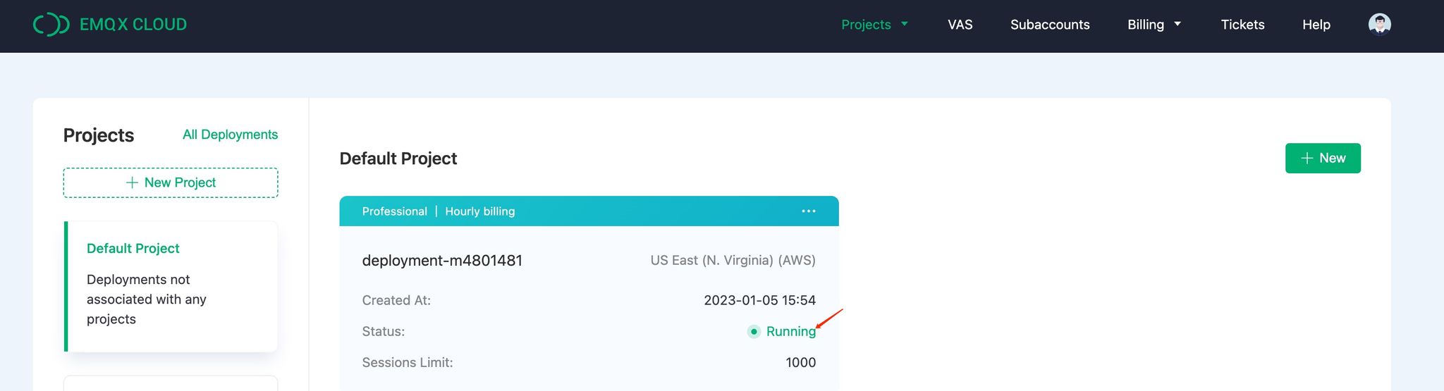 EMQX Cloud Create Deployment Step 2 showing region selection - Zoomed